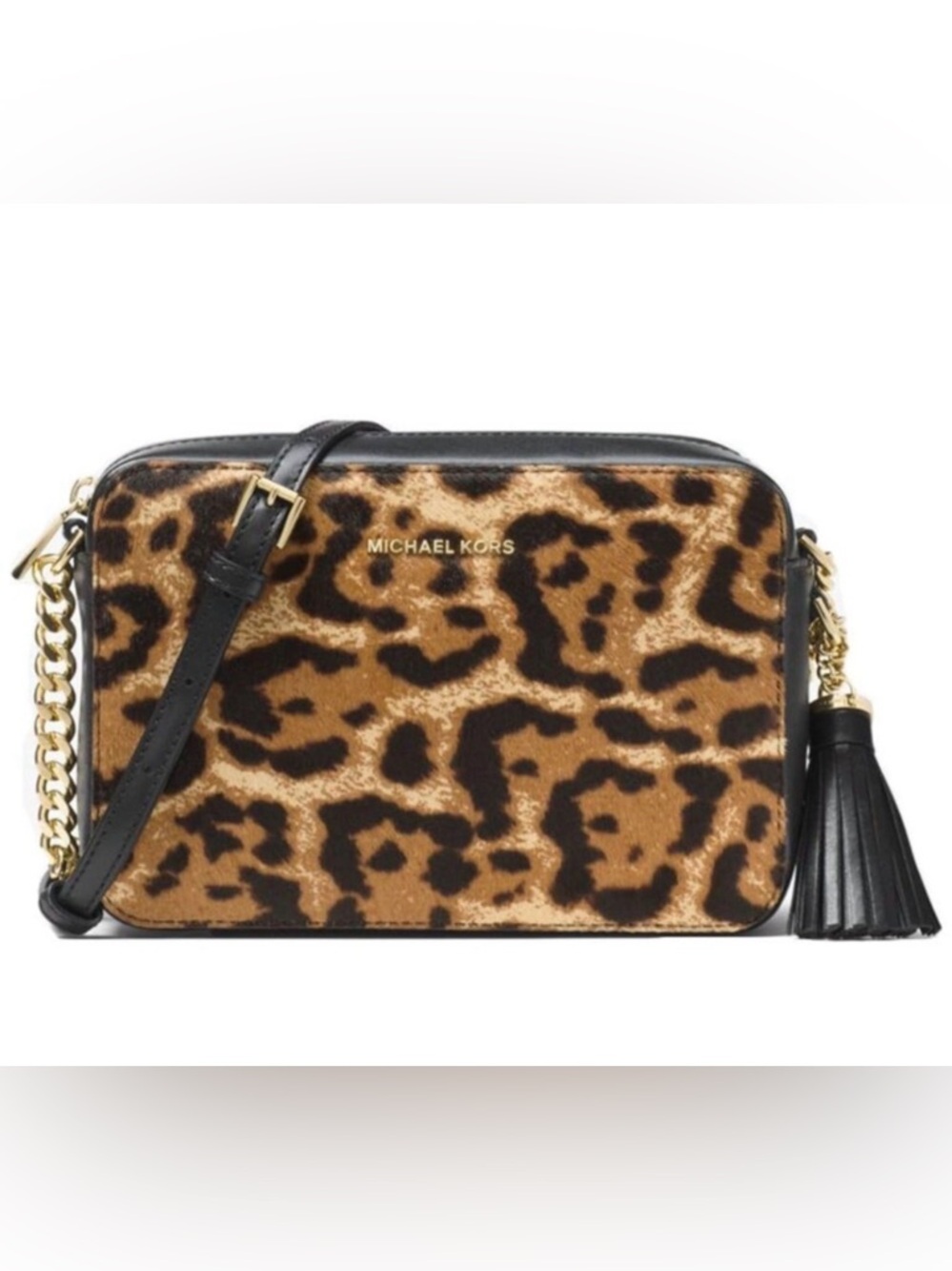 Michael Kors Leopard Print Calf Hair Jet Set Crossbody bag *LIKE NEW*